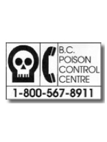 BC Poison Control Phone Sticker BC Poison control centre phone sticker 1-800-567-8911