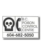 BC Poison Control 604 phone sticker BC Poison control centre phone sticker 604-682-5050
